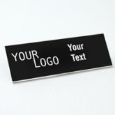 Name tag - engraved plastic Black / White - square corners - pin