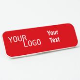 Name tag - engraved plastic Crimson / White - round corners - pin