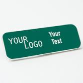 Name tag - engraved plastic Evergreen / White - round corners - magnetic (Nameplate)