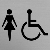 Signalisation - Toilettes - Femme / Adapté 1 - Plastique aluminium brossé gravé noir