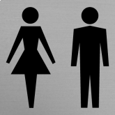 Signalisation - Toilettes - Homme / Femme 1 - Plastique aluminium brossé gravé noir