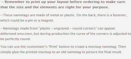 name tag description - magnetic - pin - how to customize your name tag