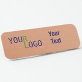 Name tag - color printed metal - aluminum brushed copper - round corners - pin