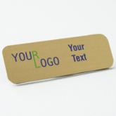 Name tag - color printed metal - solid brass brushed - round corners - magnetic