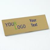 Name tag - color printed metal - aluminum brushed gold - square corners - magnetic