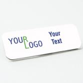 Name tag - color printed metal - white aluminum - round corners - pin