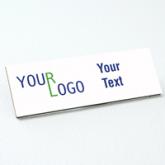 Name tag - color printed metal - white aluminum - square corners - pin