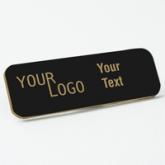 Name tag - engraved plastic Black / Gold - round corners - magnetic